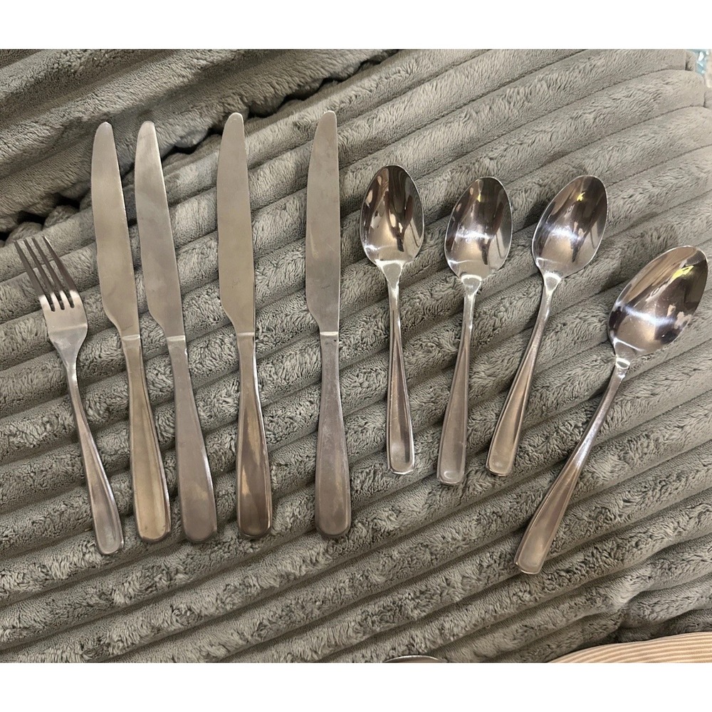 Oneida SS Flatware China Spoons Dinner Fork & Knives Tableware‎ Set Of 9